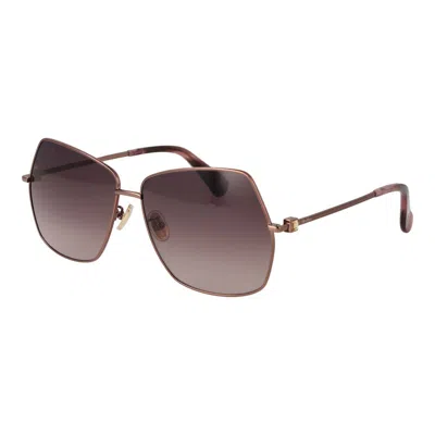 Max Mara Bronze Metal Sunglasses In Brown