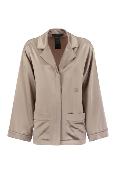 Max Mara Silk Satin Pyjama Shirt In Bronze