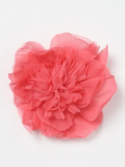 Max Mara Peony-coloured Flower Brooch In Silk In Brown