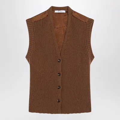 Max Mara Brown Wool Cashmere Gilet