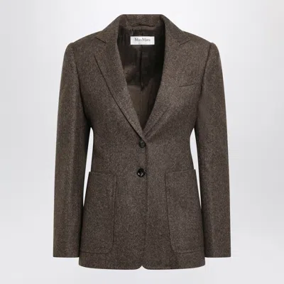 MAX MARA MAX MARA BROWN SINGLE BREASTED JACKET IN WOOL TWEED