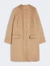 Max Mara Long Wool Broadcloth Parka In Neutral