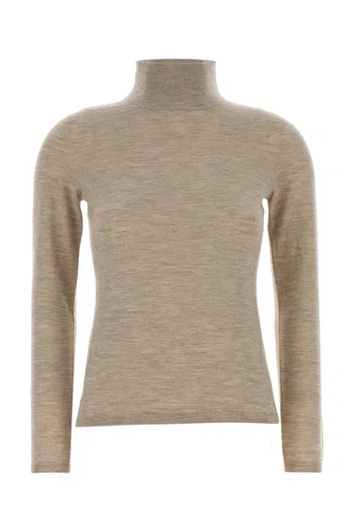 Max Mara Cashmere Turtleneck Sweater Ribbed Long Sleeves In Animal Print