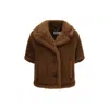 Max Mara Button-up Teddy-textured Jacket In Brown