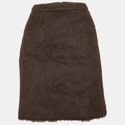Pre-owned Max Mara Brown Alpaca Wool Pencil Skirt M