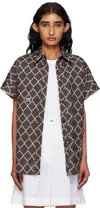 Max Mara Brown & White Sponda Shirt In Brown