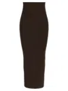 Max Mara Arda Brown Strapless Ribbed Midi Sheath Dress In Brown