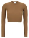 Max Mara Arcella Stretch Viscose Crepe Rib Top In Brown