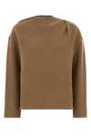 Max Mara Cashmere Blend Oxa Sweatshirt With Asymmetric Neckline In Brown