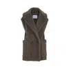 Max Mara Sleeveless Teddy Jacket In Alpaca And Wool In Brown