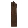 Max Mara Brown Calf Leather Gloves In Burgundy