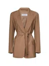 Max Mara Brown Canvas Talento Belted Blazer In Brown