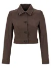 Max Mara Belted Jacket With Buttoned Cuffs And Epaulettes In Brown