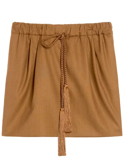 Max Mara Tabarin Mini Skirt Tobacco In Brown