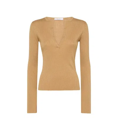 Max Mara Trikot Ribbed Silk And Cashmere-blend Sweater In Brown