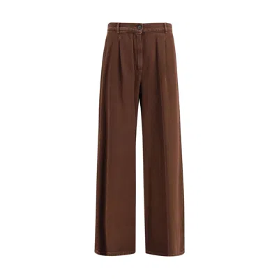 Max Mara Brown Cotton Casual Pants