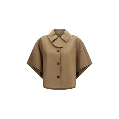 Max Mara Cotton Cape In Brown