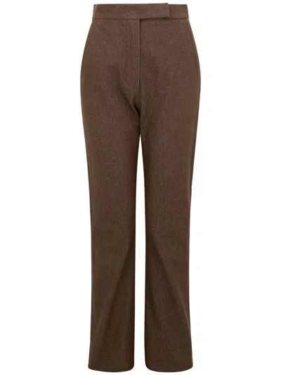 MAX MARA BROWN COTTON HIGH WAISTED TROUSERS