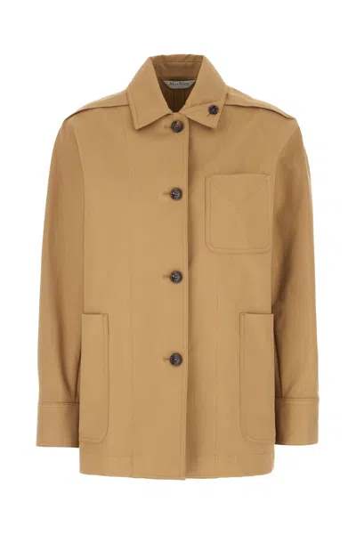 Max Mara Moneta Cotton Jacket Chest Pocket In Brown