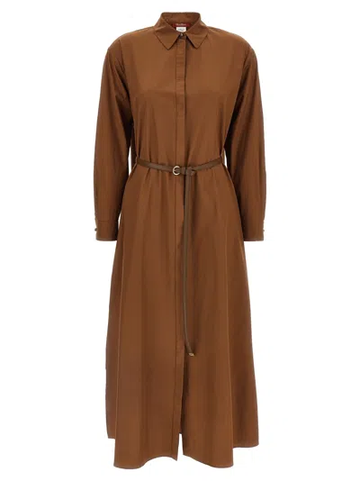 Max Mara Brown Cotton Long Women's Dress