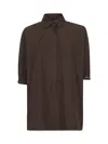 Max Mara Brown Cotton Poplin Teano Shirt In Brown