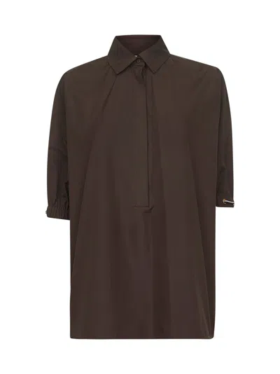 MAX MARA BROWN COTTON POPLIN TEANO SHIRT