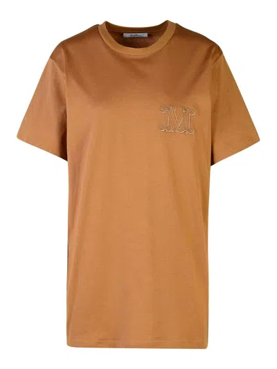Max Mara Papaia Cotton Crew-neck T-shirt In Brown
