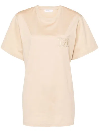 Max Mara Mango Logo-embroidered T-shirt In Beige