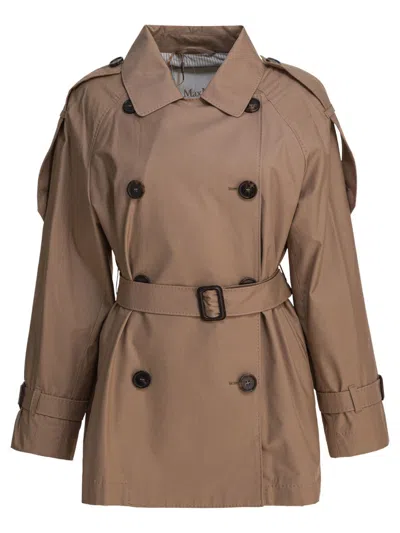 Max Mara Brown Double-breasted Coat With Belted Waist