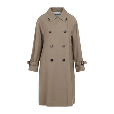 Max Mara Brown Double-breasted Trench Coat With Tailored Silhouette