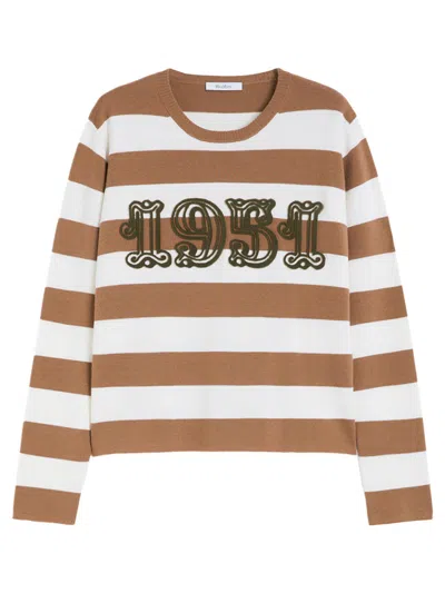Max Mara Brown Embroidered Wool Sweater