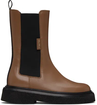 Max Mara Brown English Chelsea Boots In 010 Tobacco
