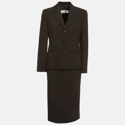Pre-owned Max Mara Brown Gabardine Regular Fit Skirt Set M
