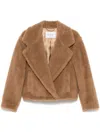 Max Mara Textured Camel Coat With Classic Lapel In Brown