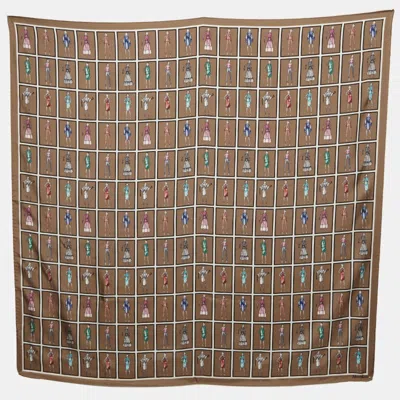 Pre-owned Max Mara Brown Graphic Print Silk Scarf