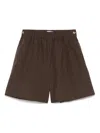 Max Mara Haway High-rise Pleat Shorts With Elasticated Waistband In Brown