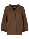 Max Mara Wool And Cashmere Hooded Cardigan Clothing In Brown