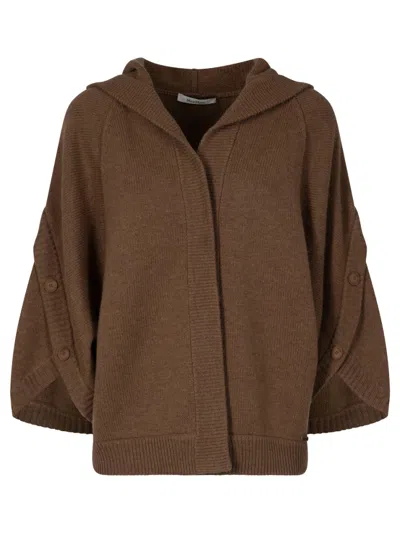 MAX MARA BROWN HOODED CARDIGAN