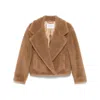 Max Mara Textured Camel Coat With Classic Lapel In Brown