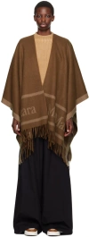 Max Mara Brown Jacquard Wool Scarf In 005 Tobacco