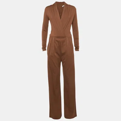 Pre-owned Max Mara Brown Jersey Jumpsuit M