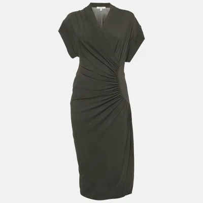 Pre-owned Max Mara Brown Jersey Knit Draped Detail Midi Dress M