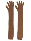 Max Mara Brown Knitted Solid Gloves In Brown
