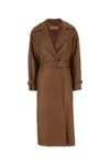 Max Mara Brown Leather Ande Coat In Brown