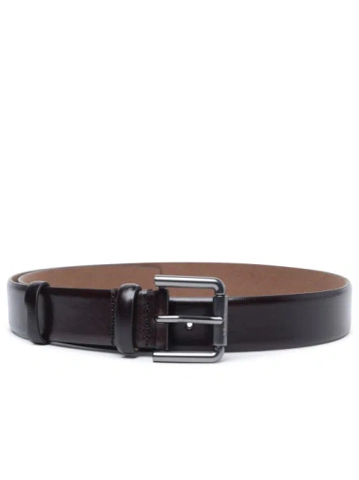 Max Mara Brown Leather Belt In Black