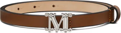 Max Mara Brown Leather Monogram Belt