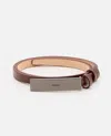 Max Mara Adjustable Brown Leather Belt With Logo Buckle In Brown