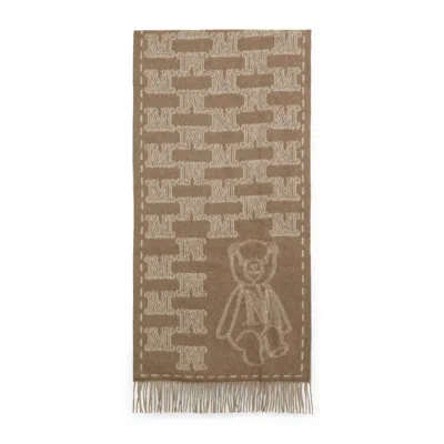 Max Mara Brown Logo Scarf