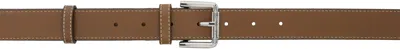 Max Mara Brown Long Leather Belt In 001 Tobacco