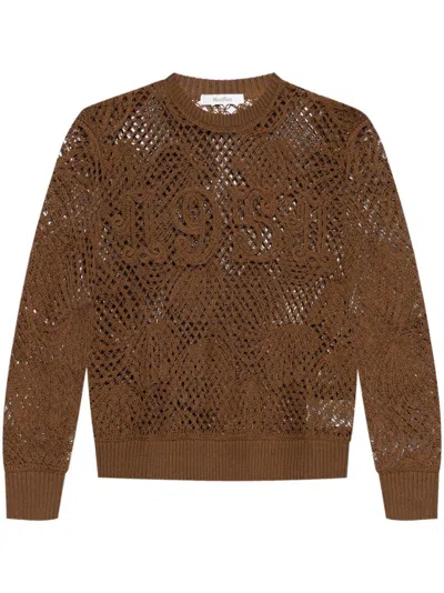 Max Mara Brown Mesh Design Farea Sweater